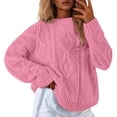 thumbnail image 1 of DuoJiaJ Women's Pullover Sweater For Fall And Winter Long Sleeve Knit For Ladies Cozy And Stylish Knitwear Oversized Sweaters For Women Pink M, 1 of 4