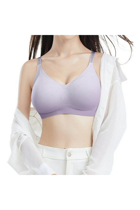 Women's Push Up Bras Peach Cup Design For Lift & Support Wirefree And Soft T-Shirt Bras Purple