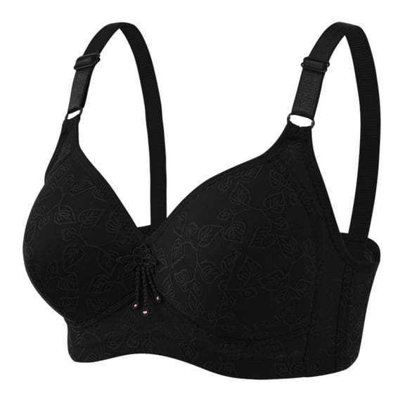 DuoJiaJ Women's Push Up Wireless Bra Comfort Support No Underwire Bras Comfortable Wire Bralette Everyday Underwear Plus Size Bras Black
