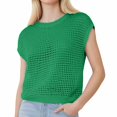 thumbnail image 1 of DuoJiaJ Women's Round Neck Hollow Sunscreen Knitted Sweater Blouse Plus Size Women’s Tops Green S, 1 of 3