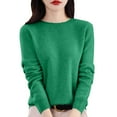 thumbnail image 1 of DuoJiaJ Women's Round neck Sweaters Cable Knit Long Sleeve Casual Slim Fit Pullover Fall Tops Green XXL, 1 of 4