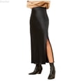 thumbnail image 1 of DuoJiaJ Women's Satin High Waisted Side Split Maxi Skirt Elastic Waistband Long Silk Skirts A-Line Skirts for Women Black M, 1 of 5