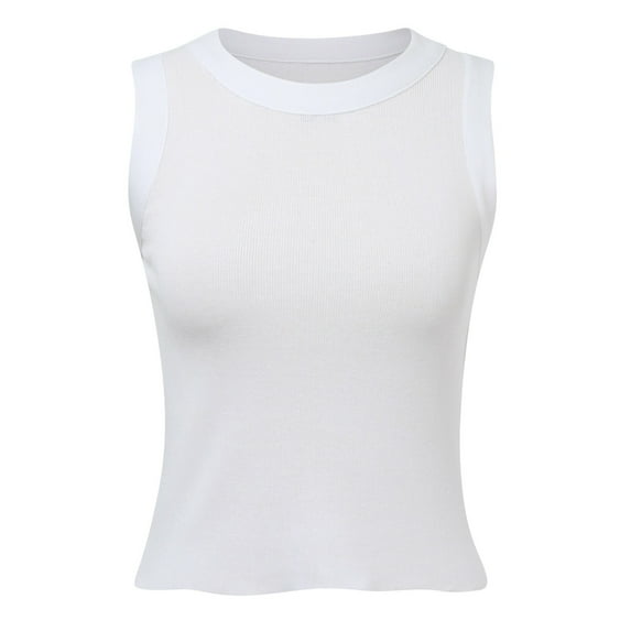 DuoJiaJ Women's Scoop Neck Sleeveless Knit Ribbed Fitted Casual Crop Tank Top Sleeveless Shirts for Women