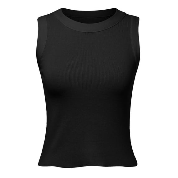 DuoJiaJ Women's Scoop Neck Sleeveless Knit Ribbed Fitted Casual Crop Tank Top Sleeveless Shirts for Women