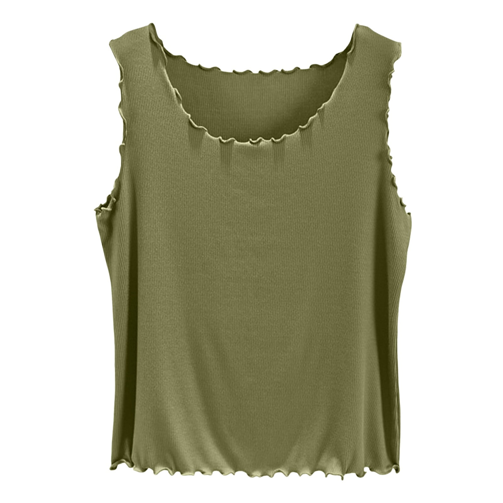 Sexy Solid Color Tie Front Scoop Neck Rib Knit Crop Tank Top