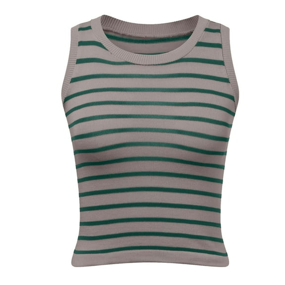 DuoJiaJ Women's Scoop Neck Sleeveless Knit Ribbed Fitted Casual Crop Tank Top Women’s Casual Ribbed Knit Tank Tops