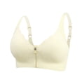 thumbnail image 1 of DuoJiaJ Women's Seamless Front Zipper Large Stretch Fixed Cup Lift Plus Size Bra Without Underwire T-Shirt Bras Yellow, 1 of 5