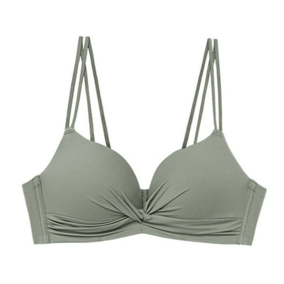 DuoJiaJ Women's Seamless Unpadded Backless Strap Push Up See Through Bra Bras for Women Green