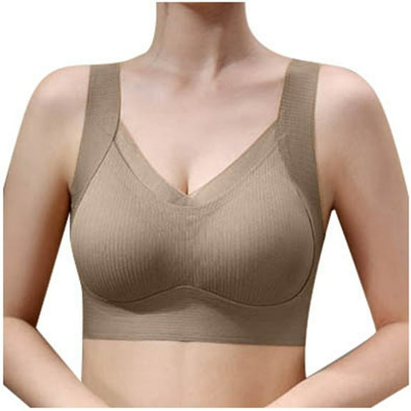 DuoJiaJ Women's Seamless Vest With Warm Muscle Underwear For Women's Gathering And Adjustable Upper Support Comfortable Without Steel Ring Bra For Women Wireless Bras Brown