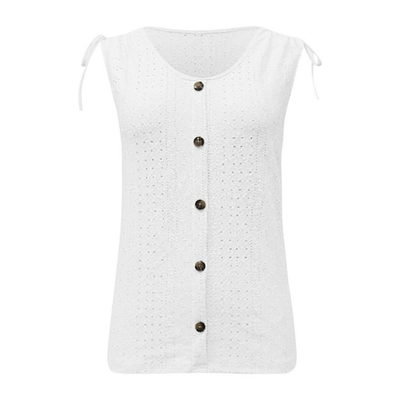 DuoJiaJ Women's Sexy Casual Solid Color U Neck Vest Simple And Exquisite Design Women’s V-Neck Tops White