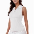 thumbnail image 1 of DuoJiaJ Women's Shirt Sleeveless Tennis Top With Zippered Collar For Sports And Workouts Women’s Tank Tops White, 1 of 5