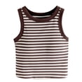 thumbnail image 1 of DuoJiaJ Women's Short Vest With Chest Pad Stripes Women's Slim Threaded Round Neck Sleeveless Navel Sling Sports Outerwear Top Women’s Casual Ribbed Knit Tank Tops, 1 of 2