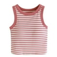 thumbnail image 1 of DuoJiaJ Women's Short Vest With Chest Pad Stripes Women's Slim Threaded Round Neck Sleeveless Navel Sling Sports Outerwear Top Women’s Casual Ribbed Knit Tank Tops, 1 of 2