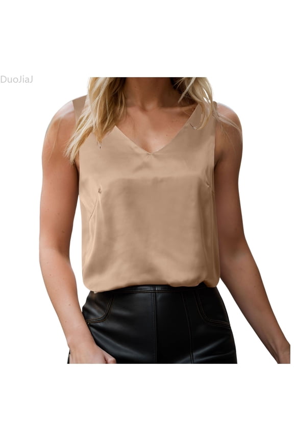 Women's Silk Strap Vest Satin Soft Vest Ladies Tank Tops Yellow L