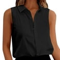 thumbnail image 1 of DuoJiaJ Women's Sleeveless Button Down Shirts Blouses Solid Casual Loose V Neck Tank Tops for Work Black L, 1 of 5