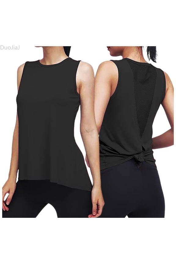 Women's Sleeveless Sports Vest Fitness Yoga Vest Smock Quick Drying Thin Sports Shirt Women Workout Tank Tops Black L