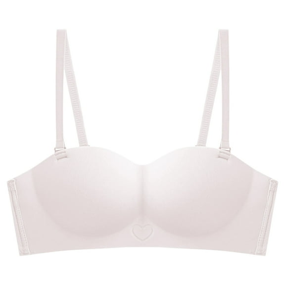 DuoJiaJ Women's Soft Wireless Half Cup Bra Strapless Design For Everyday Comfort Ideal For Tops And Dresses Use In All Seasons Perfect Underwear Choice For All Occasions Plus Size Bras Pink