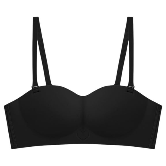 DuoJiaJ Women's Soft Wireless Half Cup Bra Strapless Design For Everyday Comfort Ideal For Tops Black