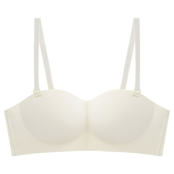 DuoJiaJ Women's Soft Wireless Half Cup Bra Strapless Design For Everyday Comfort Ideal For Tops Yellow