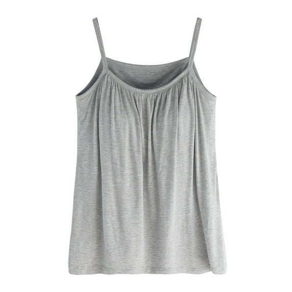 DuoJiaJ Women's Solid Camisole Tops With Built In Bra Neck Vest Padded Plus Size Tank Tops Women’s Lace Trim Tank Tops
