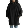 thumbnail image 1 of DuoJiaJ Women's Solid Color Cause Streetwear Sweater Zipper Hooded Long Sleeve Sweatshirt Coat Womens Winter Coat Plus Size Black L, 1 of 4