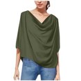 thumbnail image 1 of DuoJiaJ Women's Solid Color Chiffon Blouse Loose V Neck Casual Pullover Tee Top Women’s Casual Tops Green, 1 of 3