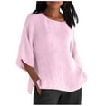 thumbnail image 1 of DuoJiaJ Women's Solid Color Crew Neck Short Sleeved Top T Shirt Workout Tank Tops Pink S, 1 of 4