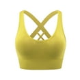 thumbnail image 1 of DuoJiaJ Women's Solid Color Crisscross Back High Intensity Quick Drying Breathable Shockproof Running Yoga Sports Bra Plus Size Bras Yellow, 1 of 2