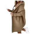 thumbnail image 1 of DuoJiaJ Women's Solid Color Hooded Open Stitch Batwing Sleeve Sweater Cardigan Coat Cardigan Sweater Khaki, 1 of 2
