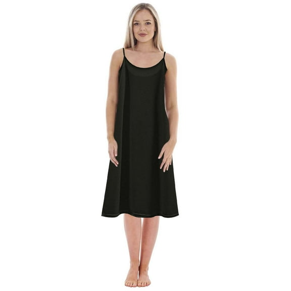 DuoJiaJ Women's Solid Color Inside With A Base Large Size Petticoat Slimming Loose Nightdress (medium Length) Cotton Nightwear For Women Black