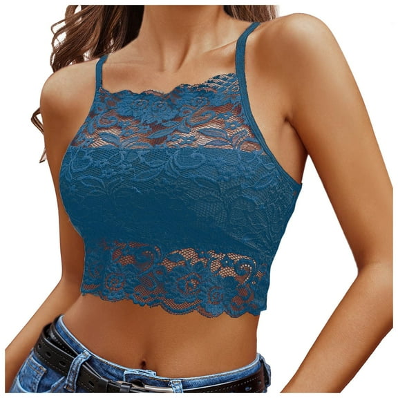 DuoJiaJ Women's Solid Color Lace Crop Top Sleeveless Shirts for Women