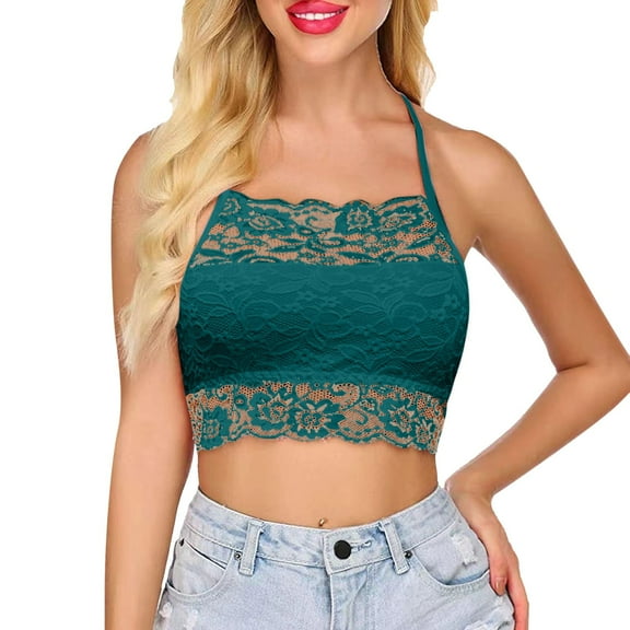 DuoJiaJ Women's Solid Color Lace Crop Top Women’s Lace Trim Tank Tops