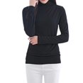 thumbnail image 1 of DuoJiaJ Women's Solid Color Long Sleeve Turtleneck Bottoming Shirt Ladies Thermal Underwear Black L, 1 of 4