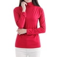 thumbnail image 1 of DuoJiaJ Women's Solid Color Long Sleeve Turtleneck Bottoming Shirt Ladies Thermal Underwear Red XL, 1 of 4