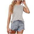 thumbnail image 1 of DuoJiaJ Women's Solid Color Loose Knit Sleeveless Crew Neck Shirt Stretch Vest T Shirt Seamless Workout Tank Tops for Women, 1 of 5