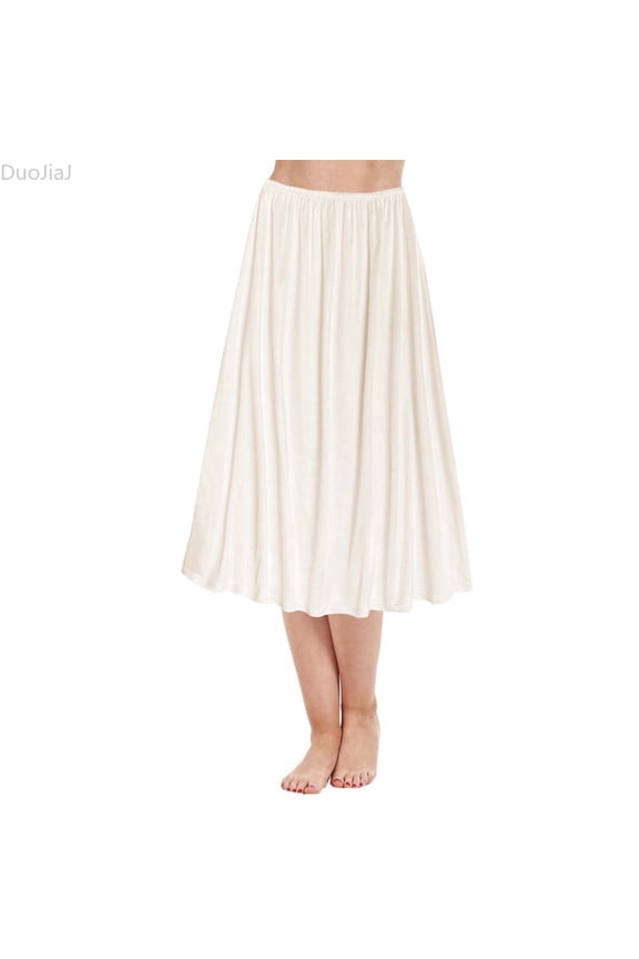 Women's Solid Color Skirt Base Skirt No Penetration Skirt (70CM) Skirts For Women Beige One Size