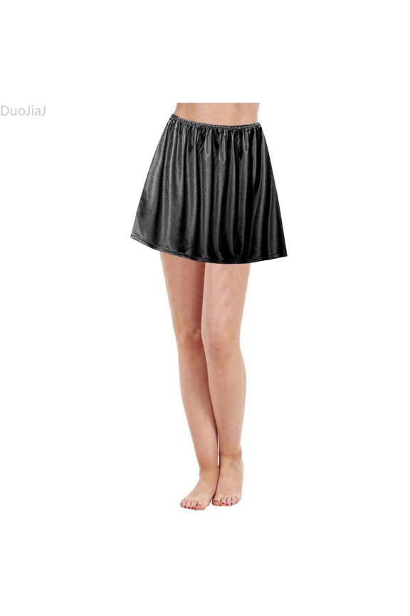Women's Solid Color Slip Skirt Base Skirt Penetration Skirt (40CM) Skirts For Women Black One Size
