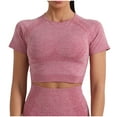 thumbnail image 1 of DuoJiaJ Women's Solid Color Sports Yoga Clothing Dot Short Sleeve Top High Elastic Tight Fitness Clothing Running Fast Dry Sportswear Women’s Summer Tops Pink, 1 of 5