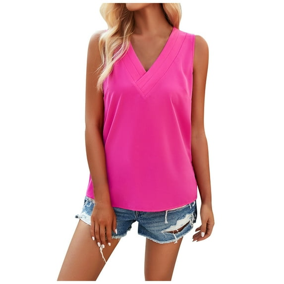 DuoJiaJ Women's Solid Color V Neck Sleeveless Vest Tank Comfort Top Cotton Tank Tops for Women