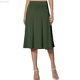 thumbnail image 1 of DuoJiaJ Women's Solid Flared Lightweight Elastic Waist Classic Midi Skirt Green XXL, 1 of 4