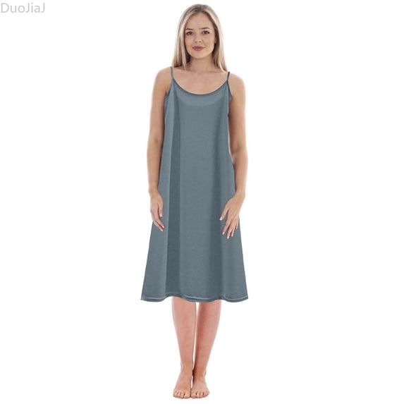 DuoJiaJ Women’s Solid Long Slip Nightgown Loose Fit Midi Sleep Dress,XXL