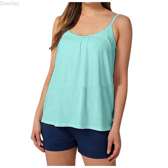 DuoJiaJ Women's Spaghetti Strap Shelf Bra Tank,Adjustable Strap Basic Layering Top,XXXXXXL