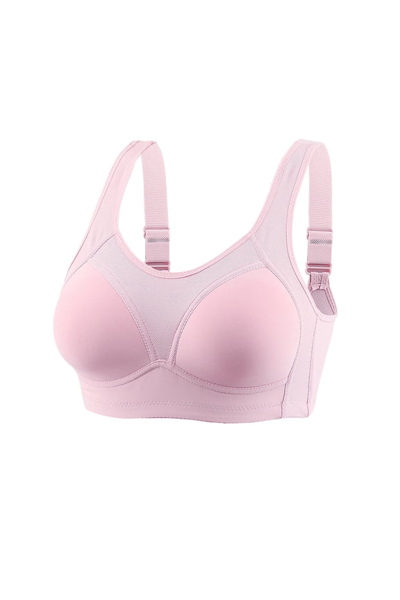 Women's Sports Strong Fixed Underwired Padded Fitness Running Jogging Yoga Bra Push Up Bras Pink