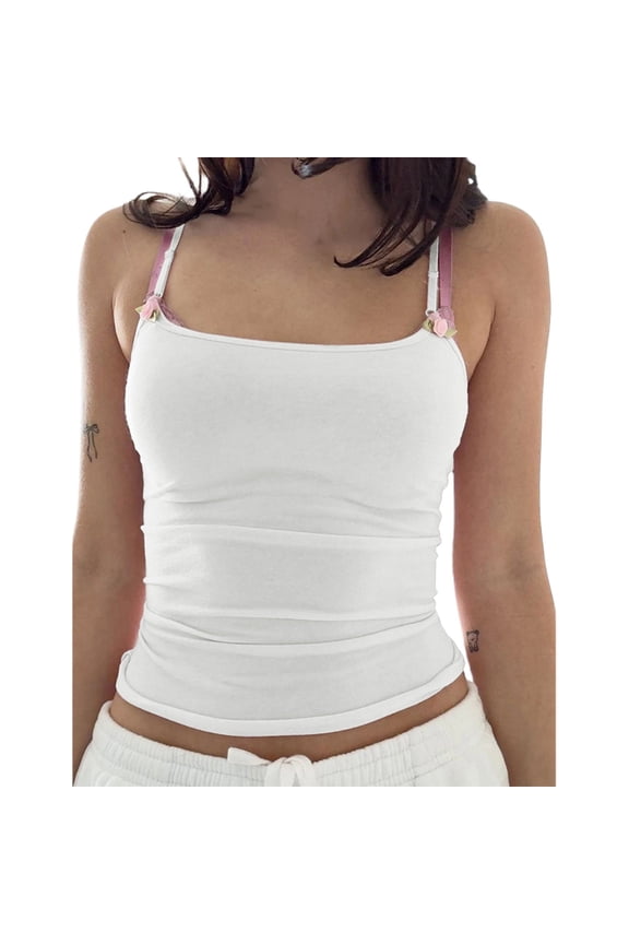 Women's Spring And Summer Solid Color Knitted Hot Girl Casual Tank Top With Strap Top Women’s Cami Tanks