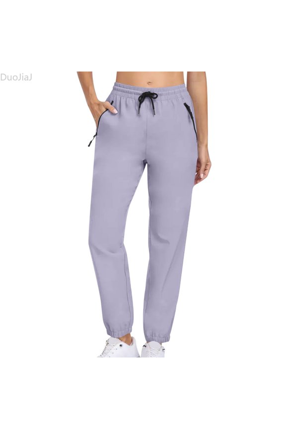Women's Spring/Summer Zip Pocket Running Trousers Fitness Casual Athletic Leggings With Elastic Cuff For Yoga And Outdoor Activities Women's Lounge Pants Purple S