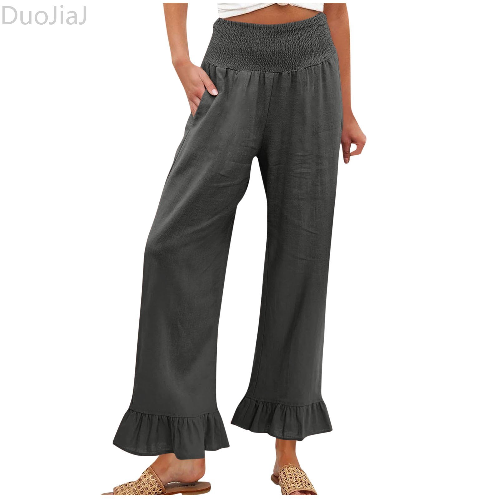 DuoJiaJ Women's Stretchy Wide Leg Lounge Pants Casual Comfy High Waist ...