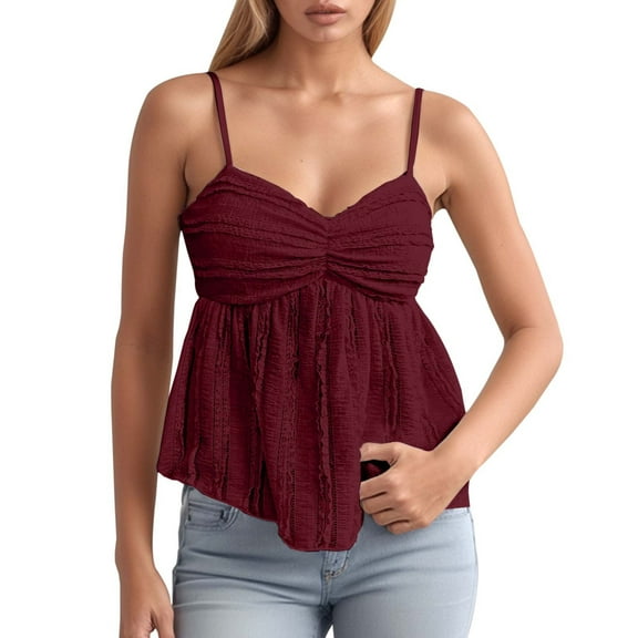 DuoJiaJ Women's Summer Fashion Casual Chiffon Lace Trim Camisole Top Women’s Cami Tanks