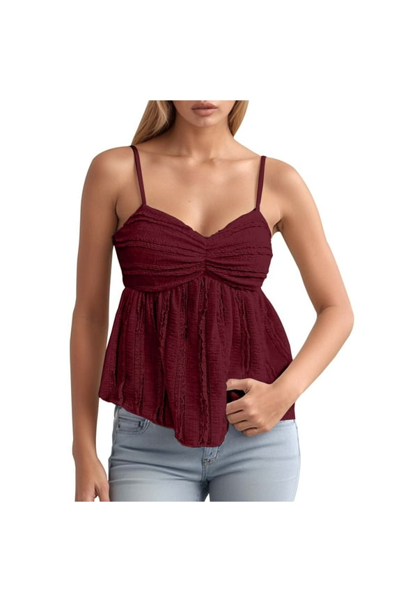 Women's Summer Fashion Casual Chiffon Lace Trim Camisole Top Women’s Cami Tanks