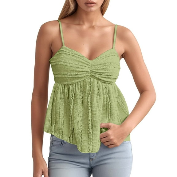 DuoJiaJ Women's Summer Fashion Casual Chiffon Lace Trim Camisole Top Women’s Cami Tanks