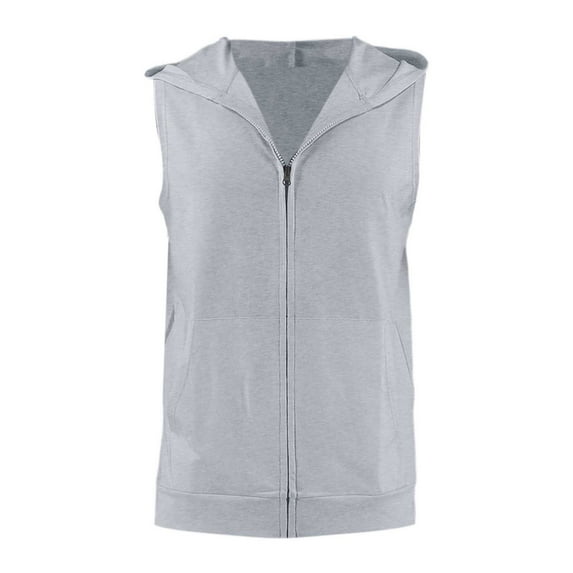 DuoJiaJ Women's Summer New Fitness Wear Vest Sports Hooded Sleeveless Jacket Vest Women Winter Coat Gray S